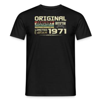 January 1971 | January 1971 Birthday Gift - Men's T-Shirt - black - Front - AI Model Male 178 light (178cm)