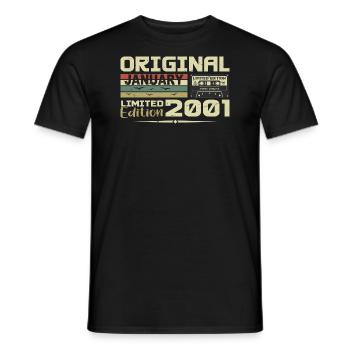 January 2001 | Birthday Gift January 2001 - Men's T-Shirt - black - Front - AI Model Male 178 light (178cm)