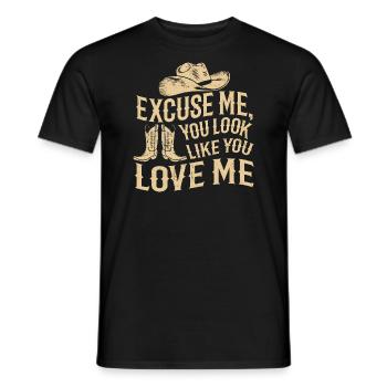 Excuse me you look like you love me - Men's T-Shirt - black - Front - AI Model Male 178 light (178cm)