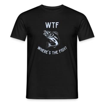 Chemise de pêche drôle – WTF Où est le poisson ? - T-shirt homme - noir - Devant - AI Model Male 178 light (178cm)