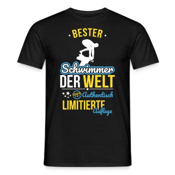Bester Schwimmer der Welt - 100% Authentisch - Männer T-Shirt - Schwarz - Vorne - AI Model Male 178 light (178cm)