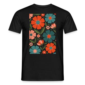 Fleurs de flore bohème - T-shirt homme - noir - Devant - AI Model Male 178 light (178cm)