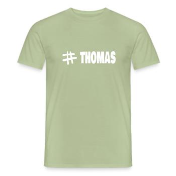 Hashtag Thomas - Männer T-Shirt - Sage - Vorne - AI Model Male 178 light (178cm)