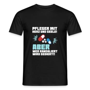 Pfleger mit Herz - Altenpfleger Krankenpfleger - Männer T-Shirt - Schwarz - Vorne - AI Model Male 178 light (178cm)