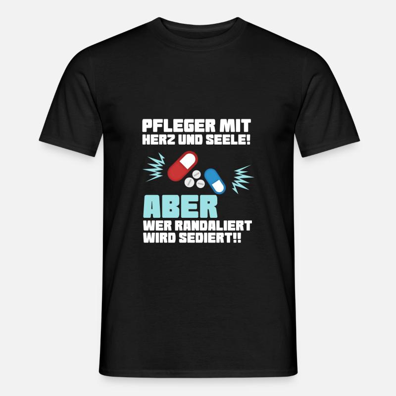 Pfleger mit Herz - Altenpfleger Krankenpfleger - Männer T-Shirt - Schwarz