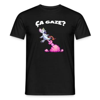 It gauze Unicorn who farts a rainbow humor - Men's T-Shirt - black - Front - AI Model Male 178 light (178cm)