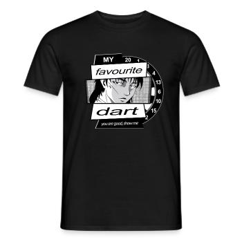 Dart Anime Motiv, Dart Player + Anime Fans - Men's T-Shirt - black - Front - AI Model Male 178 light (178cm)