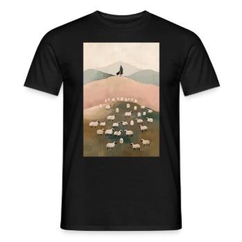 Jesus Verlässt Die 99, Christliche Wandkunst, - Männer T-Shirt - Schwarz - Vorne - AI Model Male 178 light (178cm)