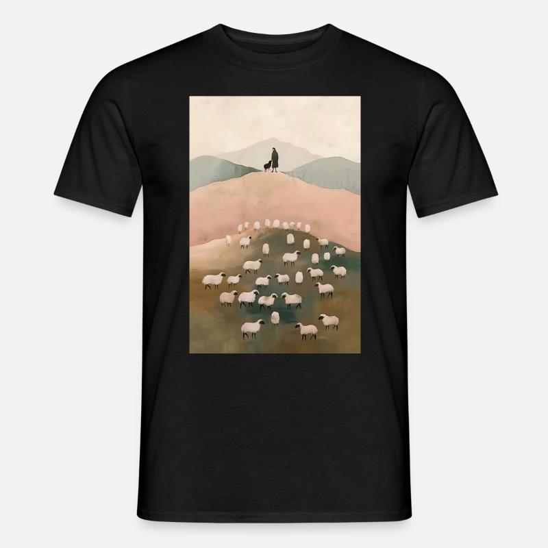 Jesus forlader den 99, kristne vægkunst, - Mænd T-shirt - sort