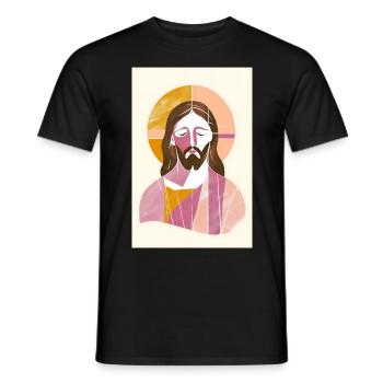Jesus Wandkunst, Digitaler Download, Boho Jesus - Männer T-Shirt - Schwarz - Vorne - AI Model Male 178 light (178cm)