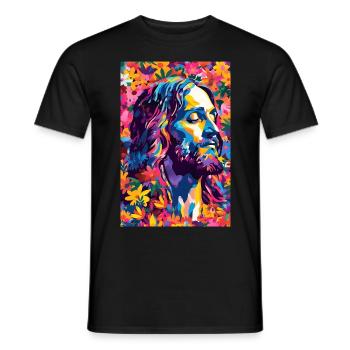 Lebendige Jesus Wandkunst, Digitaler Download, - Männer T-Shirt - Schwarz - Vorne - AI Model Male 178 light (178cm)