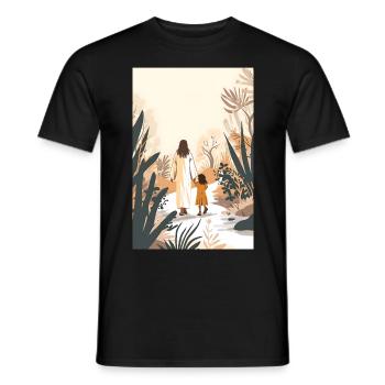 Jesus Christ walks with a girl, come - Men's T-Shirt - black - Front - AI Model Male 178 light (178cm)