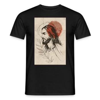 Contemporary Minimalist Jesus - Men's T-Shirt - black - Front - AI Model Male 178 light (178cm)
