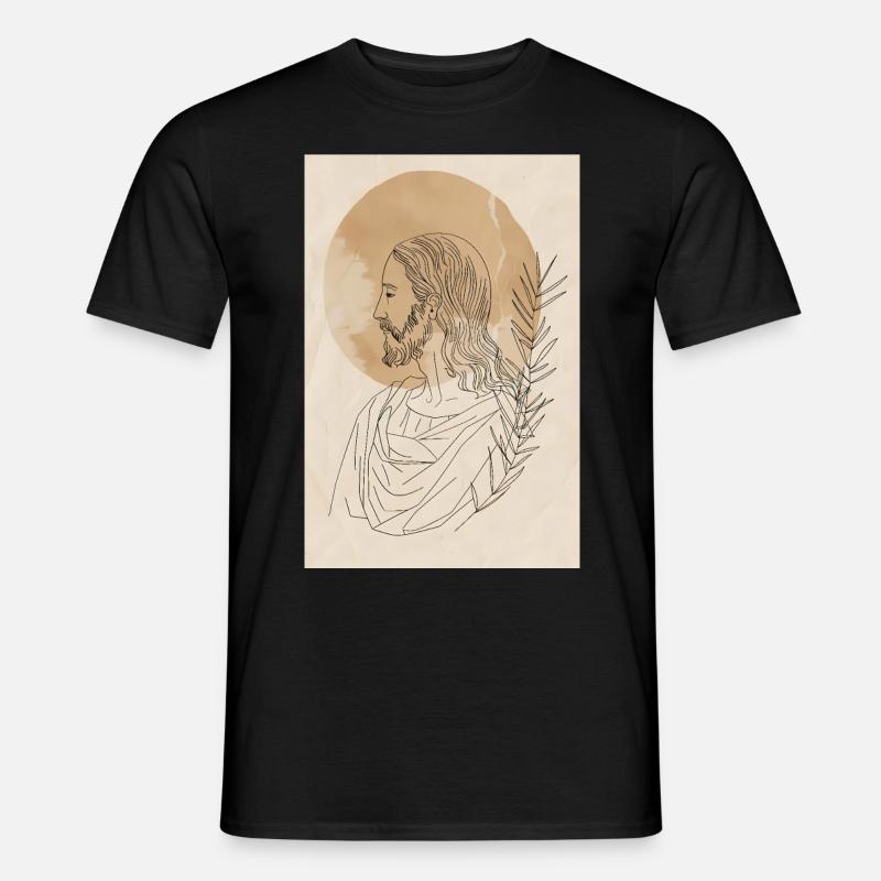 Einfacher Linien Jesus Kunstdruck, moderne - Männer T-Shirt - Schwarz