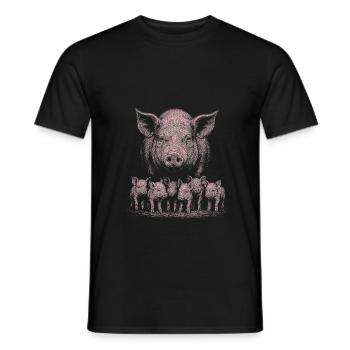 Domestic pig - Men's T-Shirt - black - Front - AI Model Male 178 light (178cm)