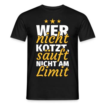 Wer nicht kotzt säuft nicht am Limit - Männer T-Shirt - Schwarz - Vorne - AI Model Male 178 light (178cm)