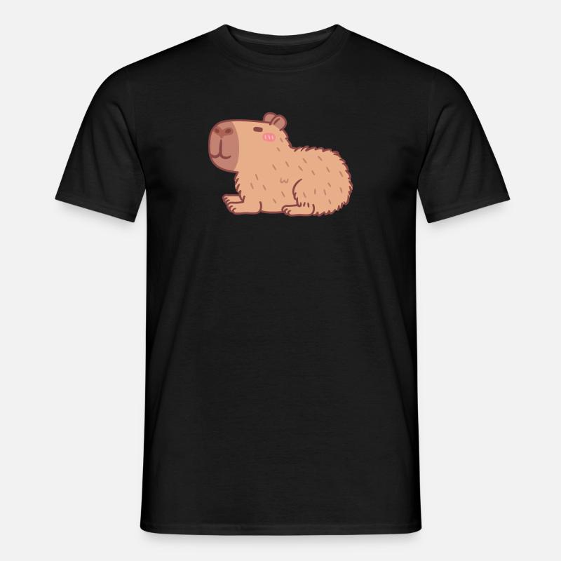 Süßes ruhendes Capybara Doodle - Männer T-Shirt - Schwarz