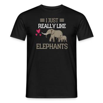 I just like elephant funny gift elephant - Men's T-Shirt - black - Front - AI Model Male 178 light (178cm)