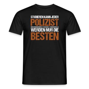 Anyone can study - Policeman Edition - Men's T-Shirt - black - Front - AI Model Male 178 light (178cm)
