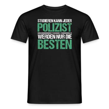 Tout le monde peut étudier - Édition Policier - T-shirt homme - noir - Devant - AI Model Male 178 light (178cm)