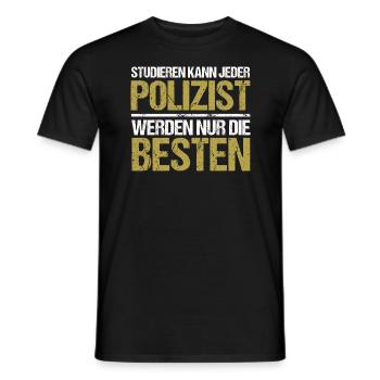 Tout le monde peut étudier - Édition Policier - T-shirt homme - noir - Devant - AI Model Male 178 light (178cm)