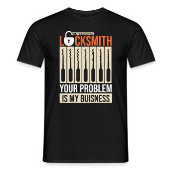 Professional Locksmith Your Problem Is My Business - Men's T-Shirt - black - Front - AI Model Male 178 light (178cm)