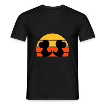 Two baby dinosaurs in front of the half sun - Men's T-Shirt - black - Front - AI Model Male 178 light (178cm)