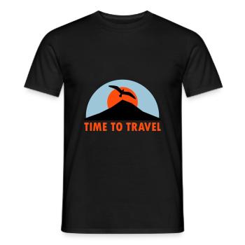 Time to travel (mountain, sun, bird) - Men's T-Shirt - black - Front - AI Model Male 178 light (178cm)