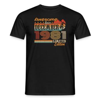 Rétro Vintage légendaire anniversaire décembre 1981 - T-shirt homme - noir - Devant - AI Model Male 178 light (178cm)