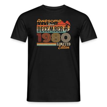 Retro Vintage Legendär Geburtstag Dezember 1980 - Männer T-Shirt - Schwarz - Vorne - AI Model Male 178 light (178cm)