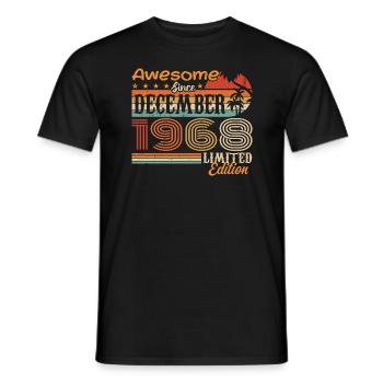 Rétro Vintage légendaire anniversaire décembre 1968 - T-shirt homme - noir - Devant - AI Model Male 178 light (178cm)