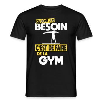 Ce dont j'ai besoin c'est de faire de la Gym - T-shirt homme - noir - Devant - AI Model Male 178 light (178cm)