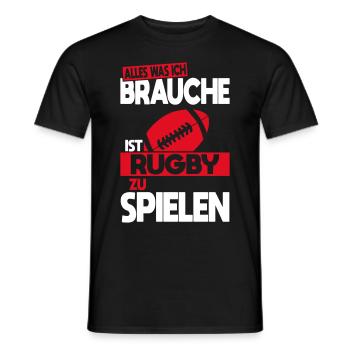 Alles was ich brauche ist Rugby spielen - Männer T-Shirt - Schwarz - Vorne - AI Model Male 178 light (178cm)