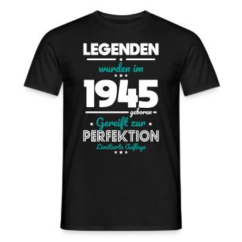 80e anniversaire - Les légendes ont été créées en 1945 - T-shirt homme - noir - Devant - AI Model Male 178 light (178cm)