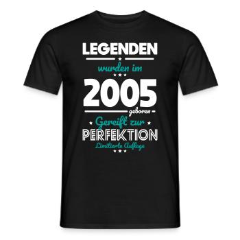 20. Geburtstag - Legenden wurden im 2005 - Männer T-Shirt - Schwarz - Vorne - AI Model Male 178 light (178cm)