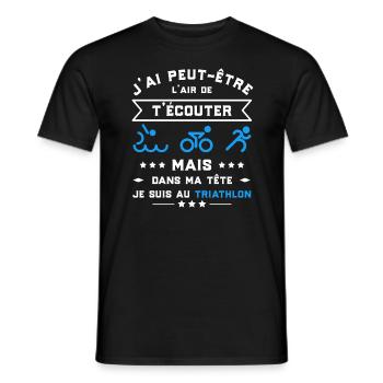 je suis au triathlon t-shirt humour - T-shirt homme - noir - Devant - AI Model Male 178 light (178cm)