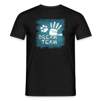 Chien et humain DREAM TEAM - T-shirt homme - noir - Devant - AI Model Male 178 light (178cm)