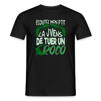 écoutez mon p'tit là j'viens de tuer croco oss117 - T-shirt homme - noir - Devant - AI Model Male 178 light (178cm)