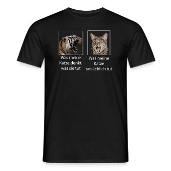 Katze Tiger lustig Memes - Männer T-Shirt - Schwarz - Vorne - AI Model Male 178 light (178cm)