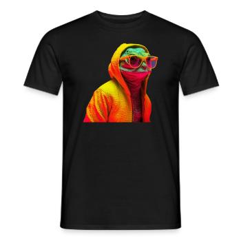 Gecko avec des lunettes de soleil Reptiles froids colorés - T-shirt homme - noir - Devant - AI Model Male 178 light (178cm)
