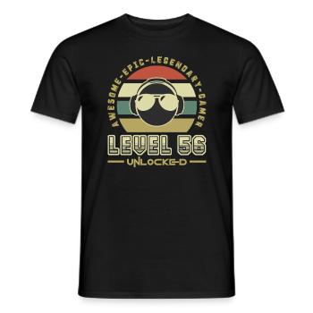 Stufe 56 - Männer T-Shirt - Schwarz - Vorne - AI Model Male 178 light (178cm)