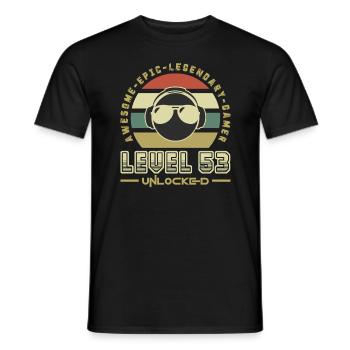 Level 53 - Men's T-Shirt - black - Front - AI Model Male 178 light (178cm)