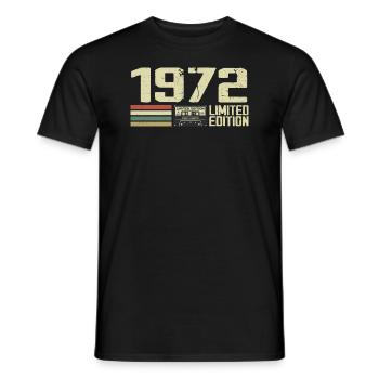 Né en 1972 - Vintage 1972 - 52e Anniversaire Rétro - T-shirt homme - noir - Devant - AI Model Male 178 light (178cm)