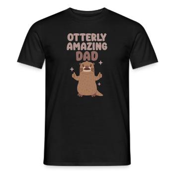 Funny Otter With Mustache Otterly Amazing Dad Pun - Men's T-Shirt - black - Front - AI Model Male 178 light (178cm)
