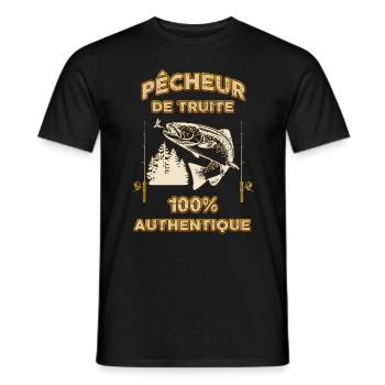 Pêcheur de truite authentique - T-shirt homme - noir - Devant - AI Model Male 178 light (178cm)