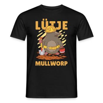 Lütje Mullworp Taupe bas-allemande - T-shirt homme - noir - Devant - AI Model Male 178 light (178cm)