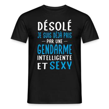 Désolé déjà pris par une gendarme sexy - T-shirt homme - noir - Devant - AI Model Male 178 light (178cm)