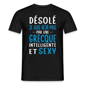 Désolé déjà pris par une Grecque sexy - T-shirt homme - noir - Devant - AI Model Male 178 light (178cm)