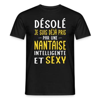 Désolé déjà pris par une Nantaise sexy - T-shirt homme - noir - Devant - AI Model Male 178 light (178cm)