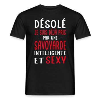 Désolé déjà pris par une Savoyarde sexy - T-shirt homme - noir - Devant - AI Model Male 178 light (178cm)